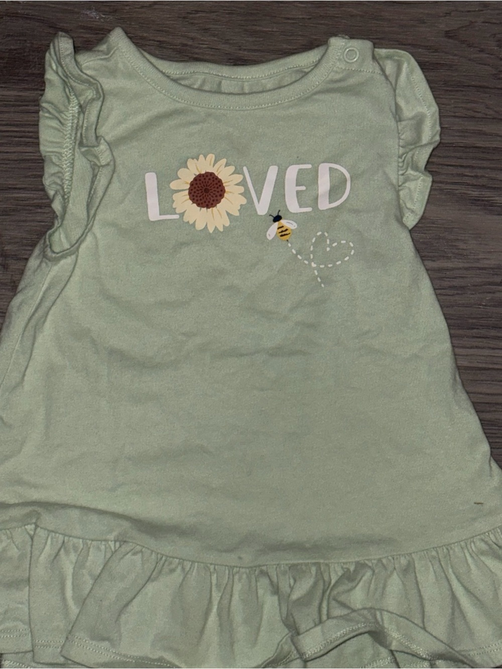 Garanimals Light Green "Loved" Sunflower Bee Ruffle Dress